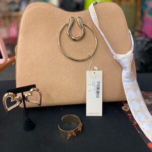 Elegant Neutral Tote Bag with Gold Ring Accent